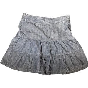 LOFT Denim Ruffle Mini Skirt